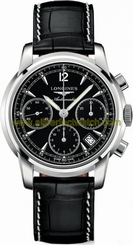 Longines Watches : L2.752.4.52.3 Automatic Chronograph Black Dial Date Black Leather 41mm Men Watch