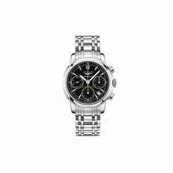 Longines Watches : L2.753.4.52.6 Black Grey Dial Stainless Steel Band Men Watch