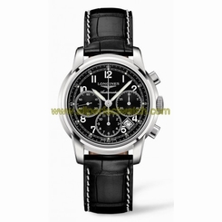Longines Watches : L2.753.4.53.3 Automatic Chronograph Date Black Leather Men Watch