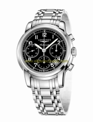 Longines Watches : L2.753.4.53.6 Automatic Chronograph Black Dial Date Stainless Steel Men Watch