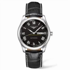 Longines Watches : L2.755.4.51.7 Automatic Day Date Black Leather Men Watch