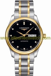 Longines Watches : L2.755.5.57.7 Automatic Diamond Hour Markers Day Date 18ct Yellow Gold and Stainless Steel Men Watch