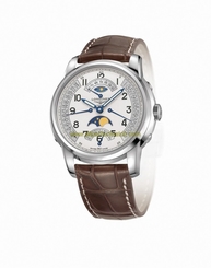 Longines Watches : L2.764.4.73.0 Automatic Silver Dial Day Date Small Second Second Time Zone Moon Phase Brown Leather Men Watch