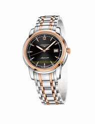 Longines Watches : L2.766.5.59.7 Automatic Black Dial Date Stainless Steel and 18ct Rose Gold 41mm Men Watch