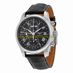 Longines Watches : L2.773.4.51.7 Automatic Chronograph Black Leather Men Watch