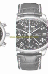 Longines Watches : L2.773.4.51.8 Automatic Chronograph Moon Phase Black Leather Men Watch