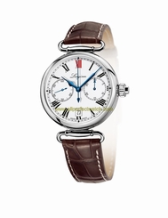 Longines Watches : L2.776.4.21.3 Automatic Chronograph Roman Numerals Date Brown Leather Men Watch