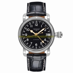 Longines Watches : L2.778.4.53.2 Automatic Black Dial Date Black Alligator Men Watch