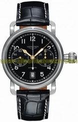 Longines Watches : L2.783.4.53.0 Automatic Chronograph Date Black Leather Men Watch
