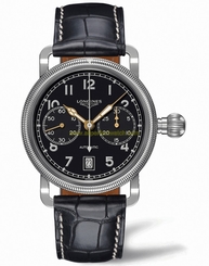 Longines Watches : L2.783.4.53.2 Automatic Chronograph Date Black Alligator Men Watch
