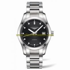 Longines Watches : L2.785.4.58.6 Automatic Black Diamond Dial Date Stainless Steel Men Watch