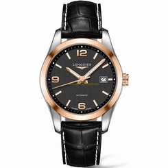 Longines Watches : L2.785.5.56.3 Black Dial Alligator Leather Band Men Watch