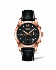 Longines Watches : L2.786.8.56.3 Black Dial 18 K Rose Gold Band Women Watch