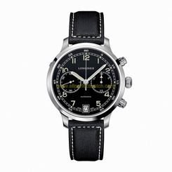 Longines Watches : L2.790.4.53.0 Automatic Chronograph Date Black Fabric Men Watch
