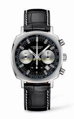 Longines Watches : L2.791.4.52.0 Automatic Chronograph Date Black Alligator Square Men Watch