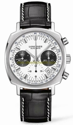 Longines Watches : L2.791.4.72.0 Automatic Chronograph Date Black Leather Men Watch