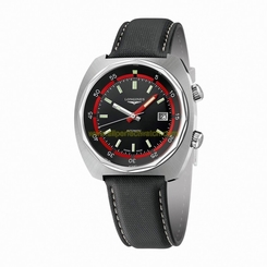 Longines Watches : L2.795.4.52.0 Automatic Black Dial Date Black Synthetic Strap Men Watch
