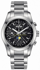 Longines Watches : L2.798.4.52.6 Black Dial Stainless Steel Band Men Watch