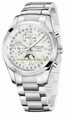 Longines Watches : L2.798.4.72.6 Automatic Chronograph Moon Phase Stainless Steel Men Watch
