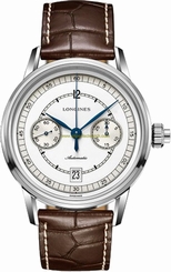 Longines Watches : L2.800.4.26.2 White Dial Crocodile Leather Band Men Watch