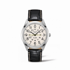 Longines Watches : L2.803.4.23.0 Automatic Beige Dial Black Leather Men Watch
