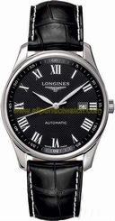 Longines Watches : L2.893.4.51.7 Automatic Roman Numerals Dial Date Black Alligator Men Watch