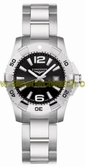 Longines Watches : L3.247.4.56.6 Quartz Black Dial Date Stainless Steel Women Watch