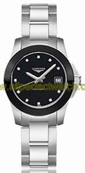 Longines Watches : L3.257.4.57.6 Quartz Black Dial Date Stainless Steel Women Watch
