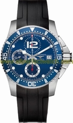 Longines Watches : L3.644.4.96.2 Automatic Chronograph Date Black Rubber Men Watch
