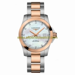 Longines Watches : L3.276.5.87.7 Automatic Mother of Pearl Diamonds Dial Stainless Steel and 18ct Rose Gold Women Watch
