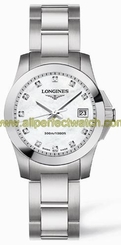Longines Watches : L3.277.4.87.6 Quartz Brushed And Polished Stainless Steel White Mother Of Pearl With Diamonds Dial Brushed And Polished Stainless Steel Band Women Watch