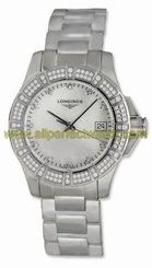 Longines Watches : L3.280.0.87.6 Quartz Diamonds Mother of Pearl Dial Diamonds Bezel Stainless Steel Women Watch