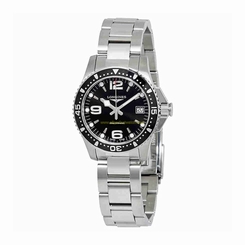 Longines Watches : L3.340.4.56.6 Black Dial Uni-directional Rotating Stainless Steel Band Women Watch