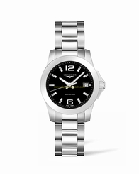 Longines Watches : L3.377.4.58.6 Black Dial Stainless Steel Band Women Watch