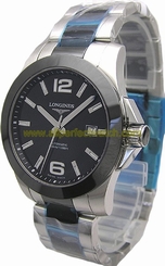 Longines Watches : L3.657.4.56.7 Automatic Analog Date Stainless Steel and Ceramic Men Watch