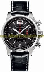 Longines Watches : L3.666.4.56.2 Automatic Polished Stainless Steel Black Dial Polished Stainless Steel Band Men Watch