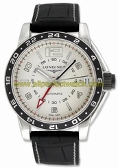 Longines Watches : L3.668.4.76.2 Mechanical Hand-wind GMT Men Watch