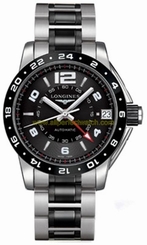 Longines Watches : L3.669.4.56.7 Automatic Stainless Steel Black Dial Brushed And Polished Steel & Ceramic Band Men Watch