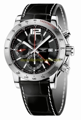 Longines Watches : L3.670.4.56.2 Automatic Brushed And Polished Stainless Steel Black Dial Black Alligator Leather Band Men Watch