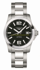 Longines Watches : L3.676.4.58.6 Automatic Black Dial Date Stainless Steel Men Watch