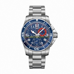 Longines Watches : L3.690.4.03.6 Quartz Chronograph Date Blue Dial Stainless Steel Men Watch