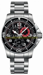 Longines Watches : L3.690.4.53.6 Quartz Black Dial Chronograph Date Stainless Steel Men Watch