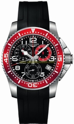 Longines Watches : L3.690.4.59.2 Quartz Chronograph Date Black Rubber Men Watch