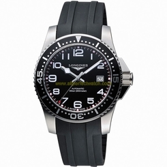 Longines Watches : L3.695.4.53.2 Automatic Black Dial Date Rubber Men Watch