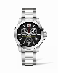 Longines Watches : L3.702.4.56.6 Black Dial Stainless Steel Band Men Watch
