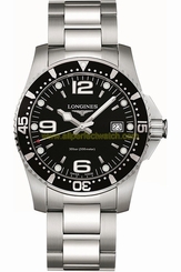 Longines Watches : L3.740.4.56.6 Quartz Black Dial Date Stainless Steel Men Watch