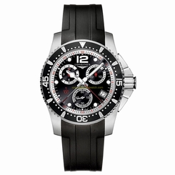 Longines Watches : L3.743.4.56.2 Quartz Chronograph Date Black Rubber Men Watch