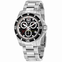 Longines Watches : L3.743.4.56.6 Black Dial Stainless Steel Band Men Watch