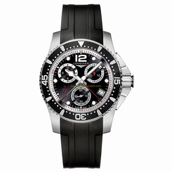 Longines Watches : L3.744.4.56.2 Automatic Chronograph Date Black Rubber Men Watch