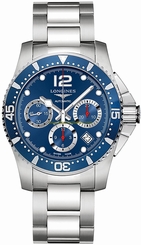 Longines Watches : L3.744.4.96.6 Blue Dial Uni-directional Rotating Band Men Watch